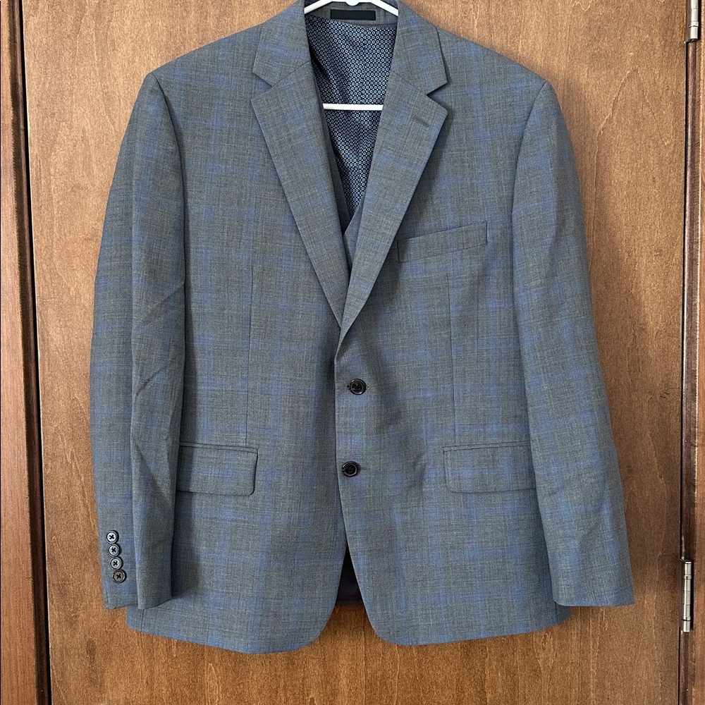 Lauren by Ralph Lauren Slate Blue Plaid Three-Piece Suit - Picture 2 of 12